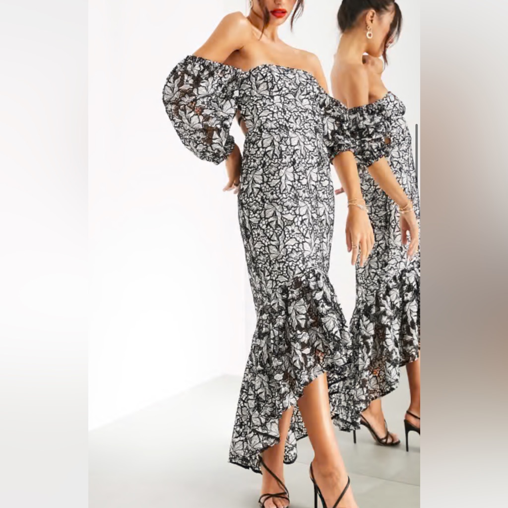 Asos Design, Embroidered Dress With Sleeves